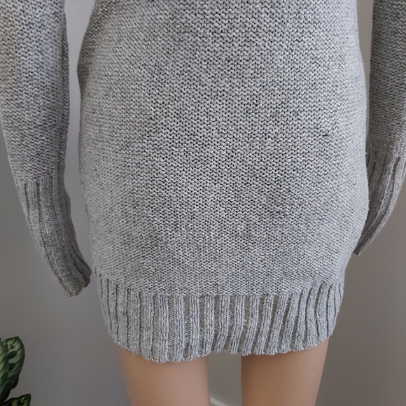 anthropologie If It Were Me gray wool cowl neck cable knit sweater dress tunic - Picture 8 of 13